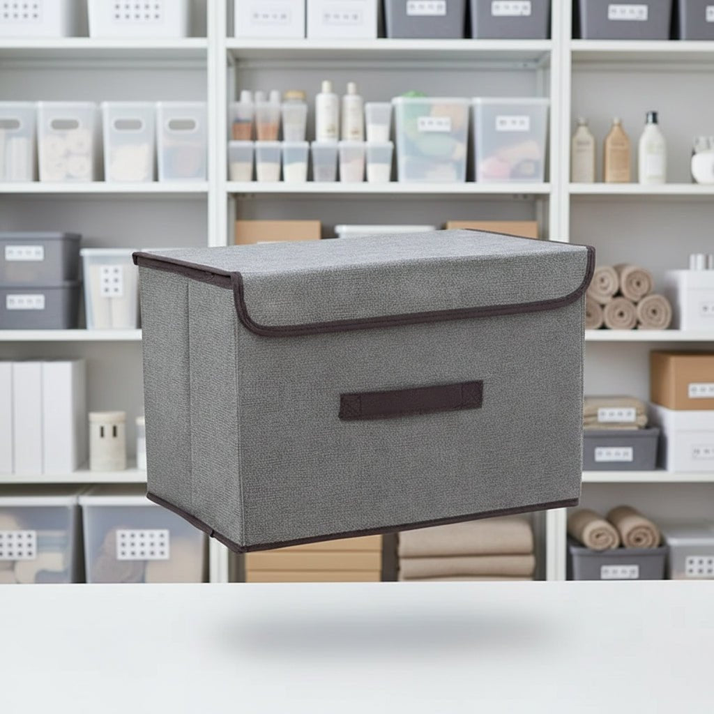 Aufbewahrungsbox aus Vliesstoff, faltbar mit Deckel und Frontgriff