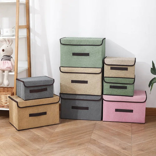 Aufbewahrungsbox aus Vliesstoff, faltbar mit Deckel und Frontgriff