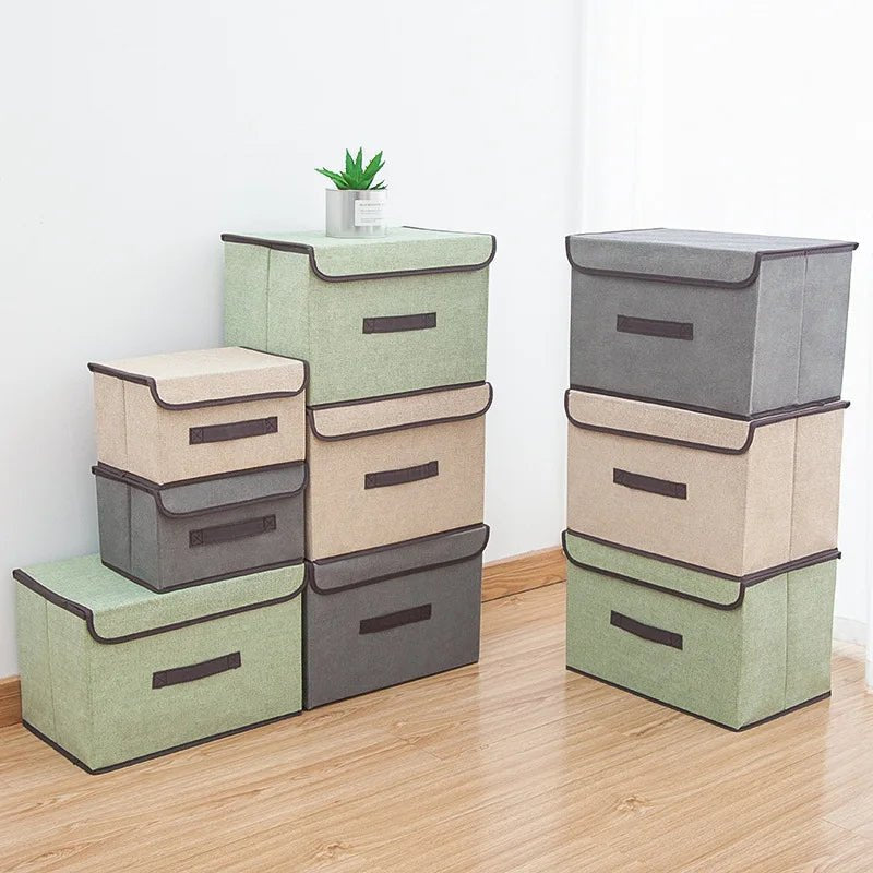 Aufbewahrungsbox aus Vliesstoff, faltbar mit Deckel und Frontgriff