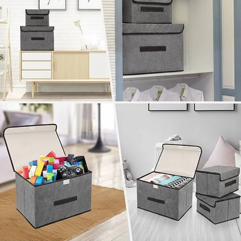 Aufbewahrungsbox aus Vliesstoff, faltbar mit Deckel und Frontgriff