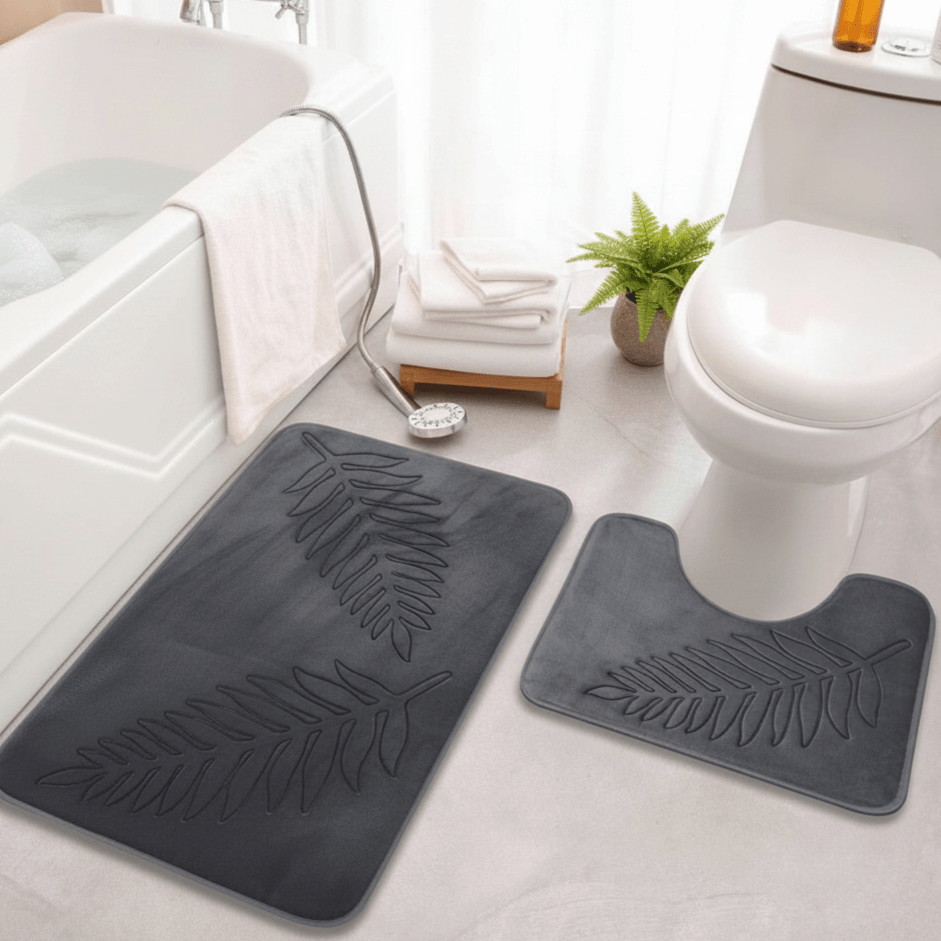 Badematte schnelltrocknend, rutschhemmend mit passender WC-Vorlage