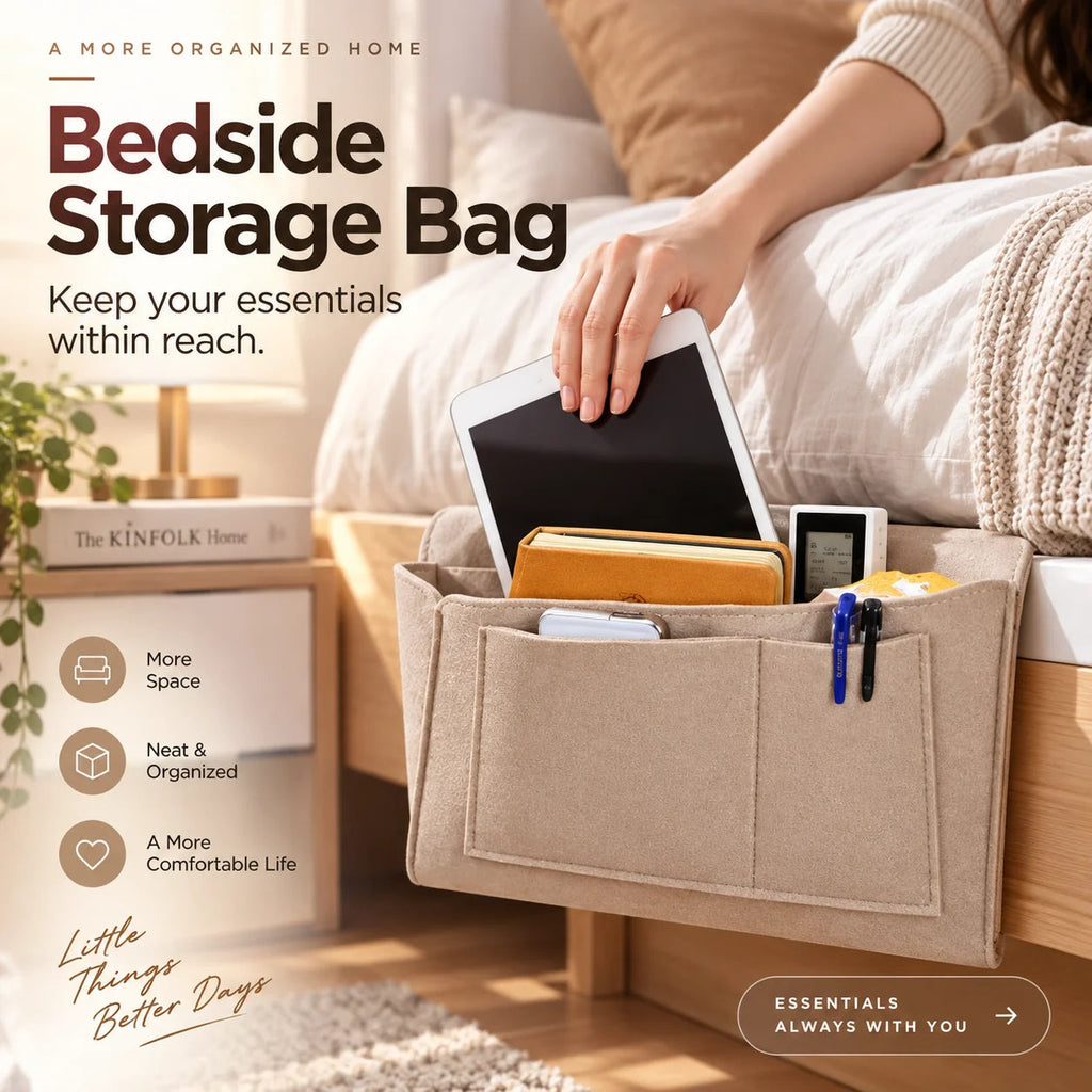 Bettorganizer mit Fächern, Betttasche zum Einklemmen