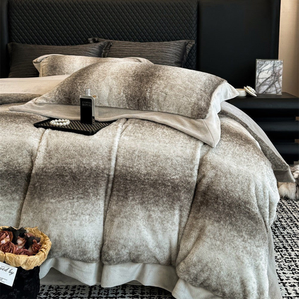 Bettwäsche aus Mikrofleece mit Ombré-Farbverlauf, wärmend für den Winter