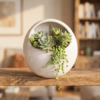 Blumentopf aus glasierter Keramik, rund zur Wandmontage