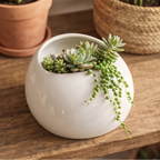 Blumentopf aus glasierter Keramik, rund zur Wandmontage