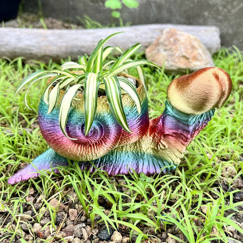 Blumentopf aus Kunstharz im 3D-Druck mit humorvoller Tierfigur