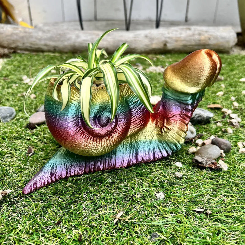 Blumentopf aus Kunstharz im 3D-Druck mit humorvoller Tierfigur - Ansicht 3