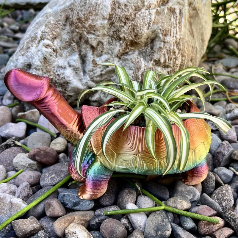 Blumentopf aus Kunstharz im 3D-Druck mit humorvoller Tierfigur - Ansicht 6