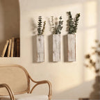 Blumentopf aus Massivholz zur Wandmontage, schmale Wandvase
