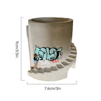 Blumentopf handgefertigt mit Graffiti, handbemalt in Betonoptik - Ansicht 10