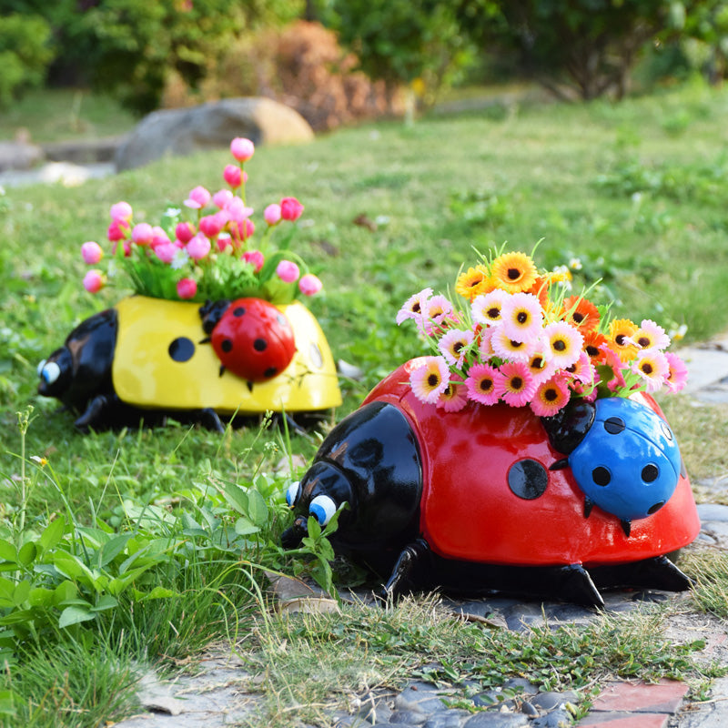 Blumentopf in Marienkäferform, handbemalt für Garten und Terrasse - Ansicht 5