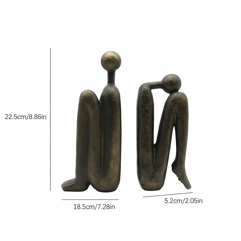 Buchstütze aus Kunstharz, beschwerte Figur in skulpturaler Form