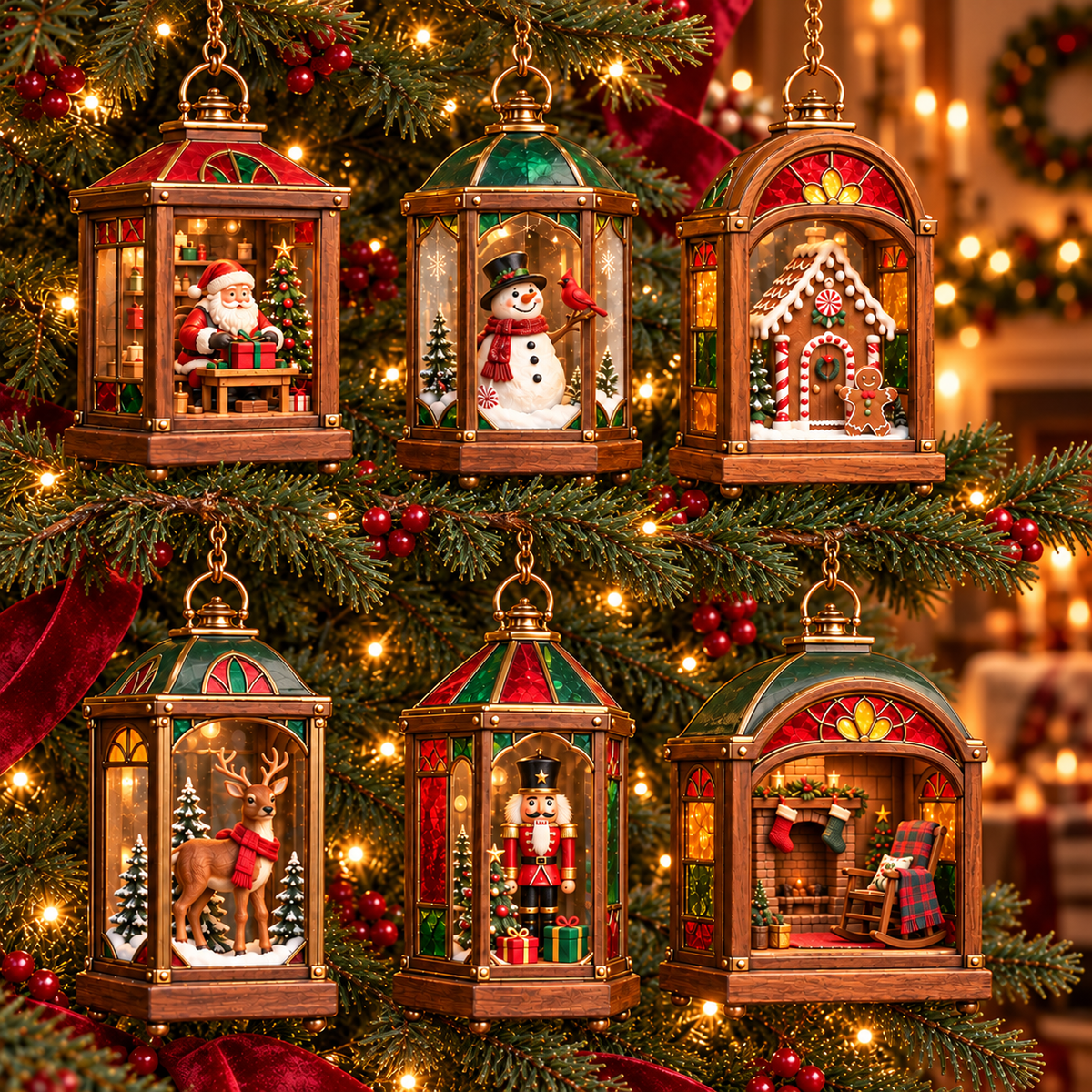 Christbaumschmuck in Laternenform, nostalgisch mit Beleuchtung - Ansicht 10