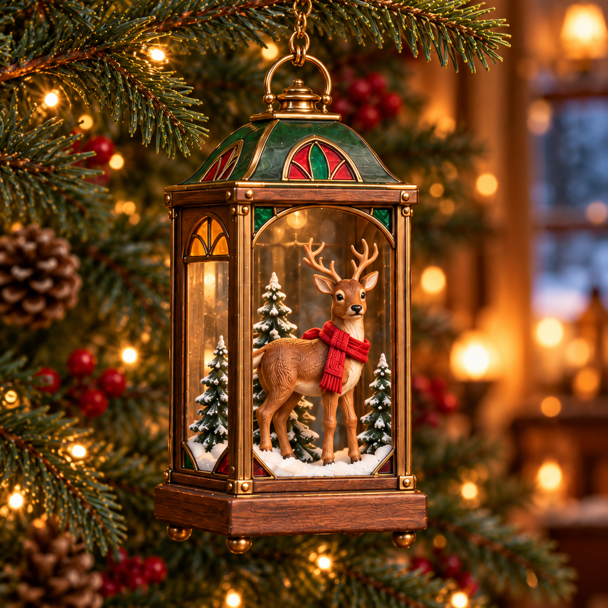 Christbaumschmuck in Laternenform, nostalgisch mit Beleuchtung - Ansicht 12