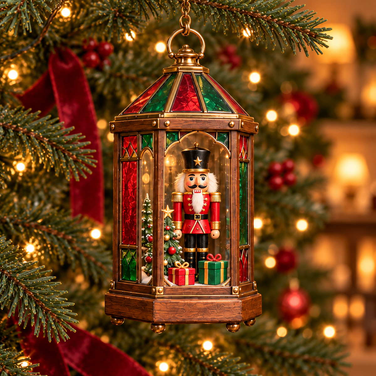 Christbaumschmuck in Laternenform, nostalgisch mit Beleuchtung - Ansicht 13