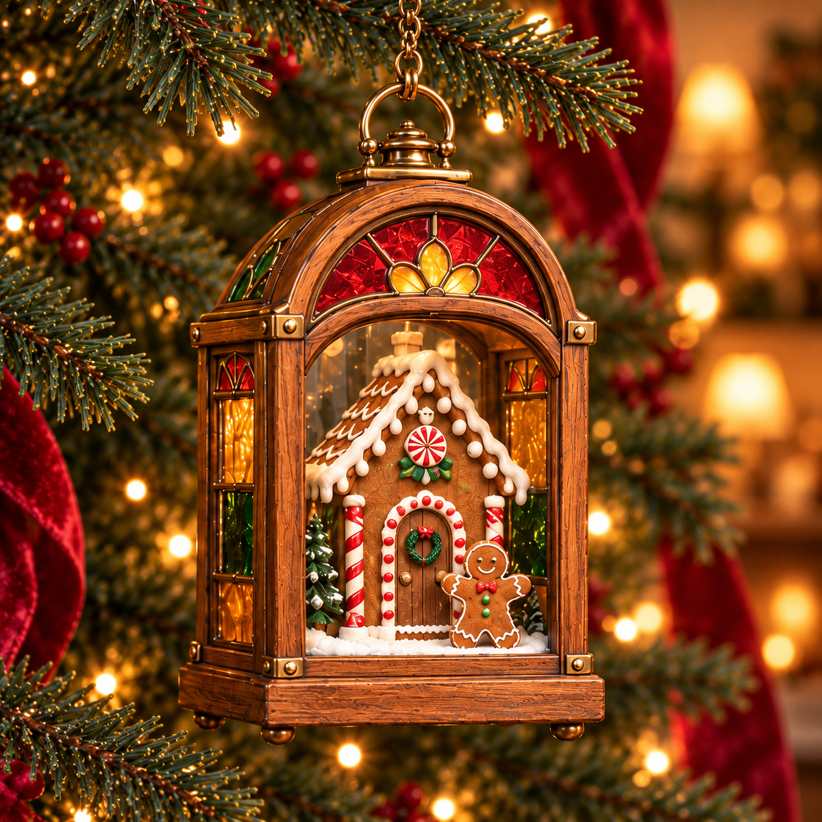 Christbaumschmuck in Laternenform, nostalgisch mit Beleuchtung - Ansicht 14