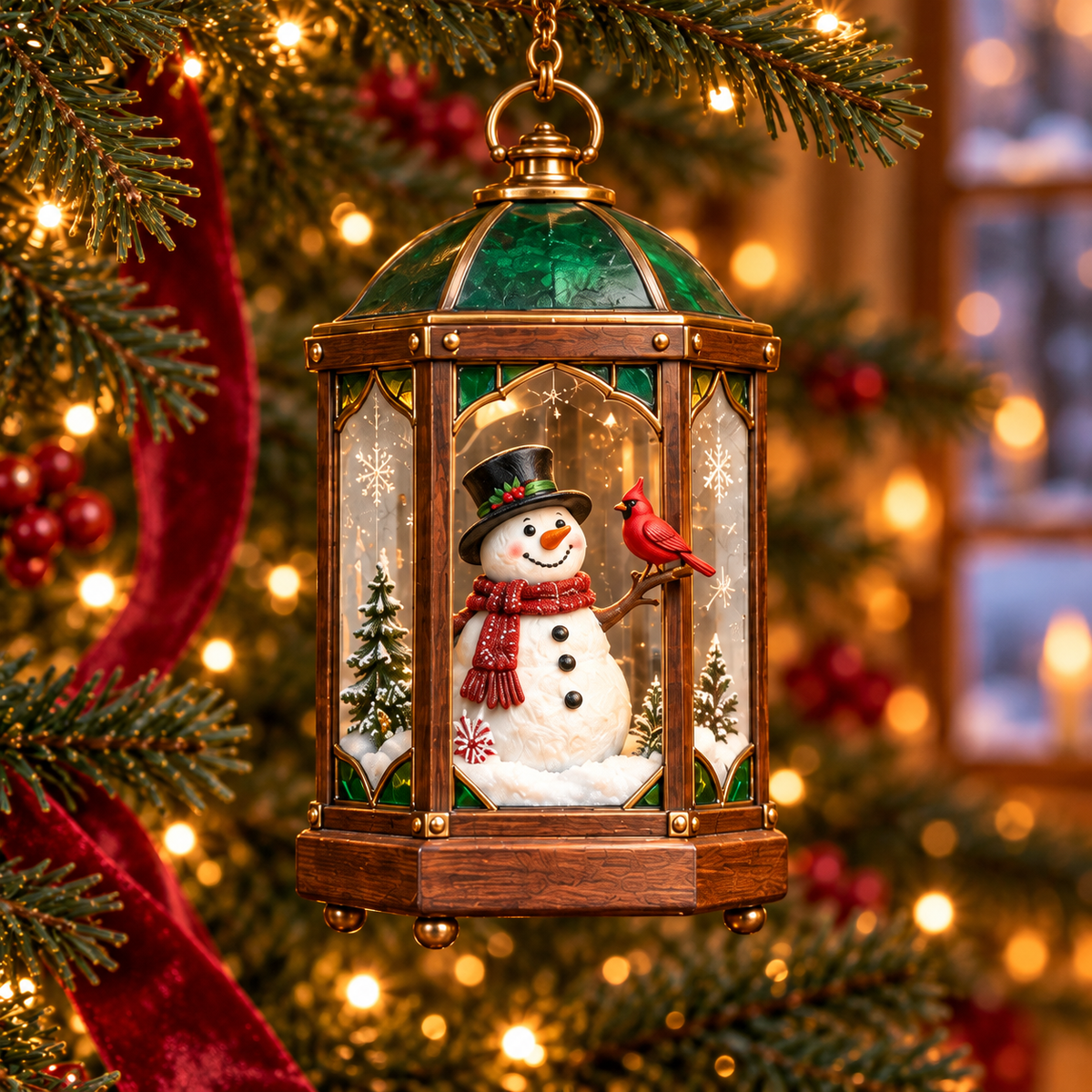 Christbaumschmuck in Laternenform, nostalgisch mit Beleuchtung - Ansicht 15