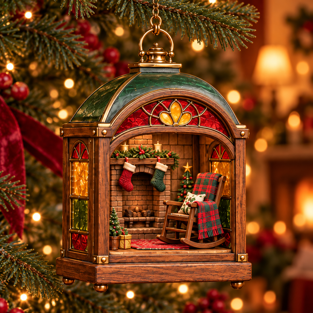 Christbaumschmuck in Laternenform, nostalgisch mit Beleuchtung - Ansicht 16