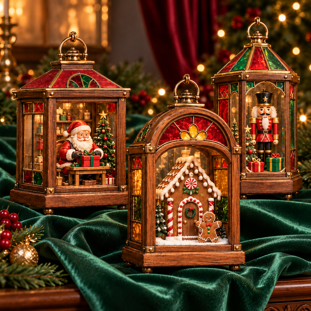 Christbaumschmuck in Laternenform, nostalgisch mit Beleuchtung - Ansicht 3
