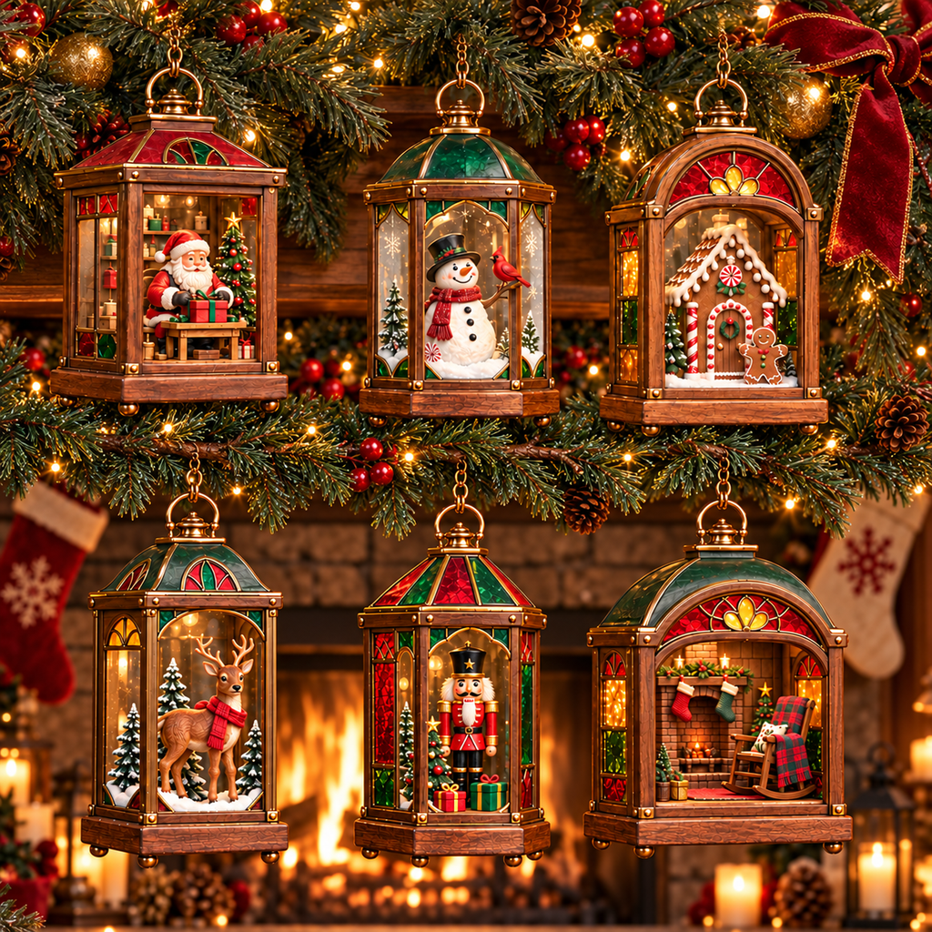 Christbaumschmuck in Laternenform, nostalgisch mit Beleuchtung - Ansicht 5