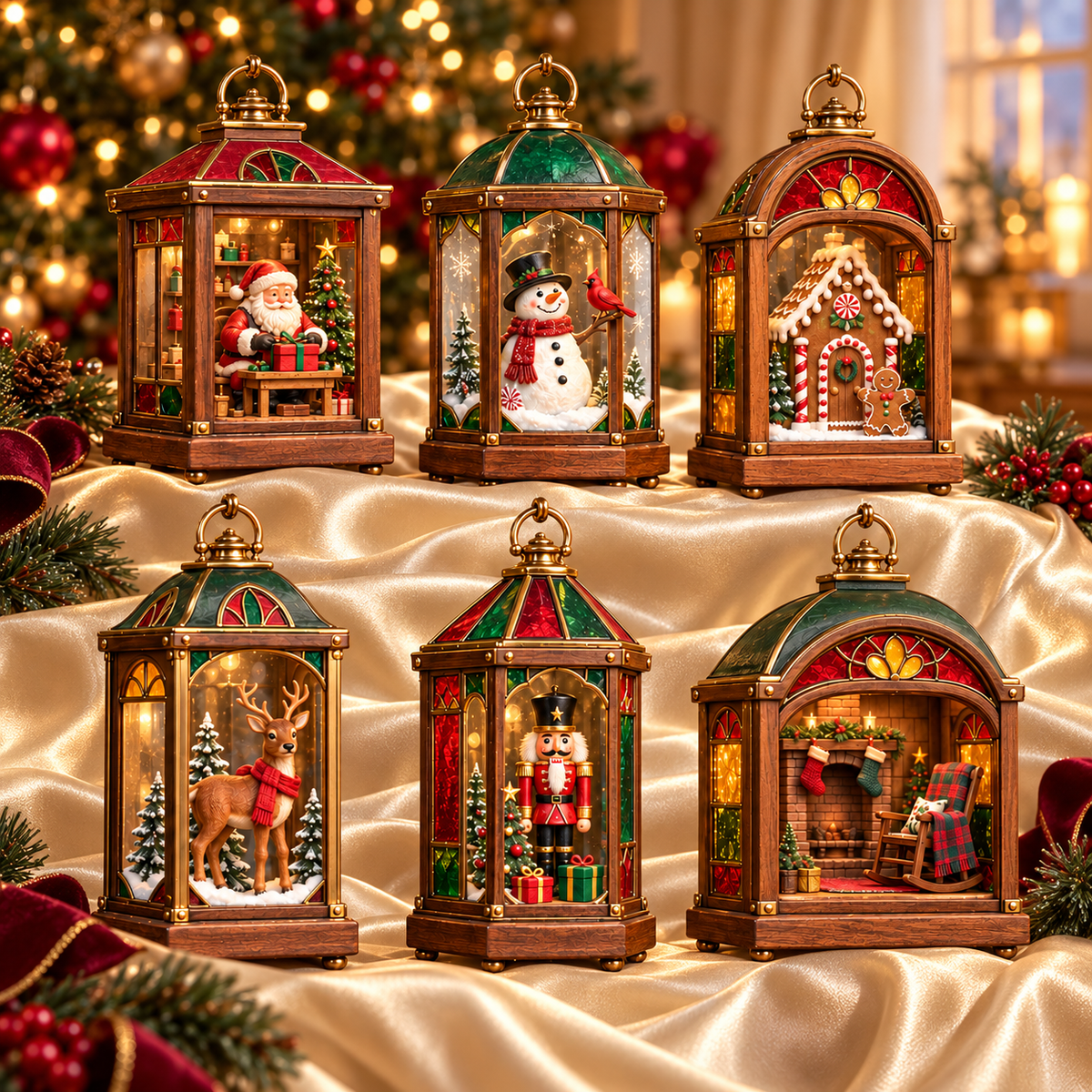 Christbaumschmuck in Laternenform, nostalgisch mit Beleuchtung - Ansicht 6