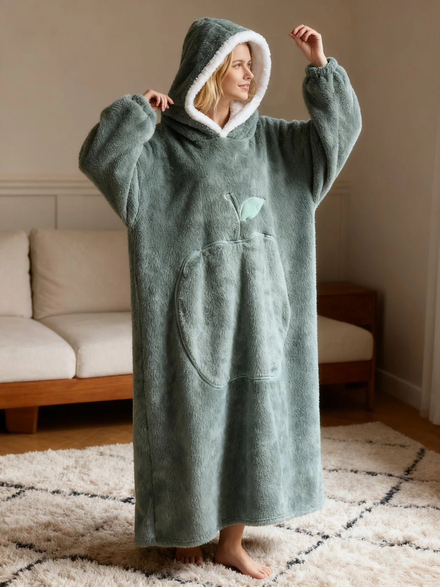 Decke Damen mit Ärmeln aus Fleece, Sherpafutter und Kapuze