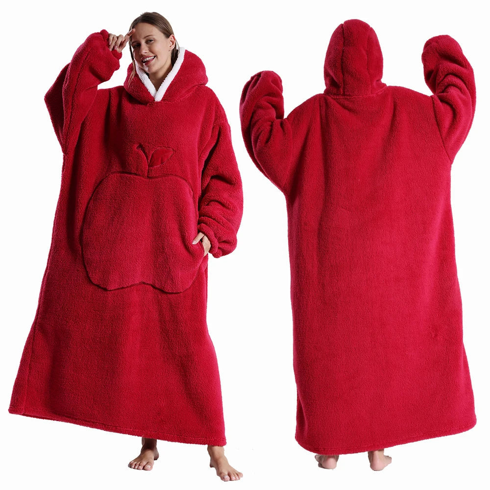 Decke Damen mit Ärmeln aus Fleece, Sherpafutter und Kapuze - Ansicht 10