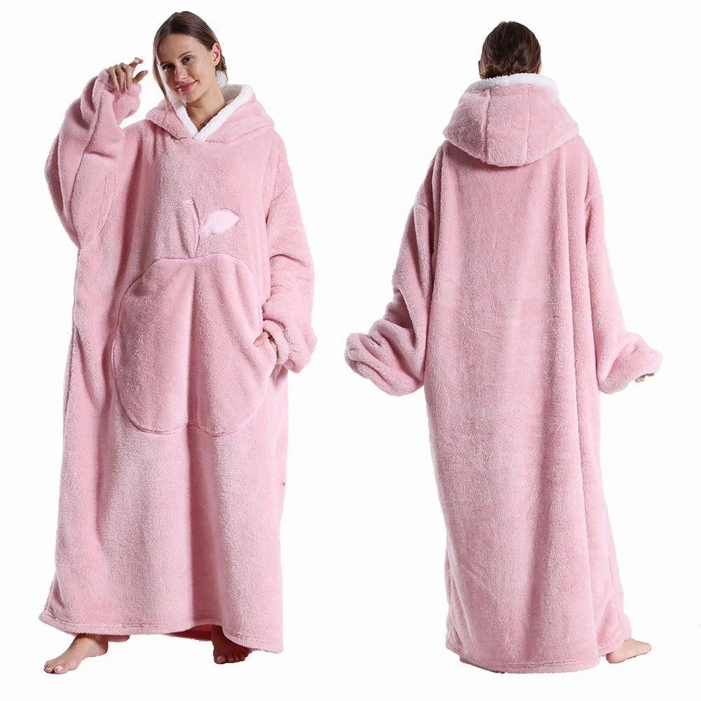 Decke Damen mit Ärmeln aus Fleece, Sherpafutter und Kapuze - Ansicht 11