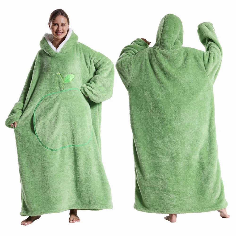 Decke Damen mit Ärmeln aus Fleece, Sherpafutter und Kapuze - Ansicht 12
