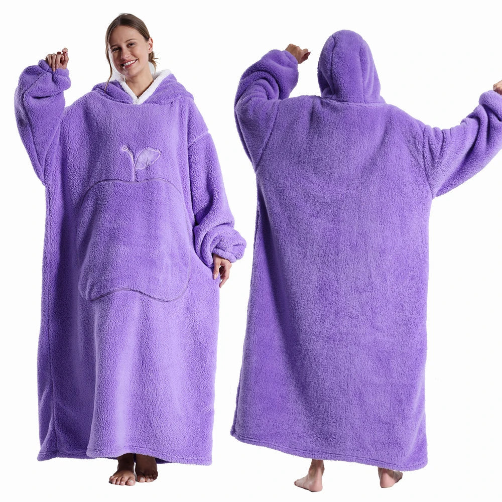 Decke Damen mit Ärmeln aus Fleece, Sherpafutter und Kapuze - Ansicht 14