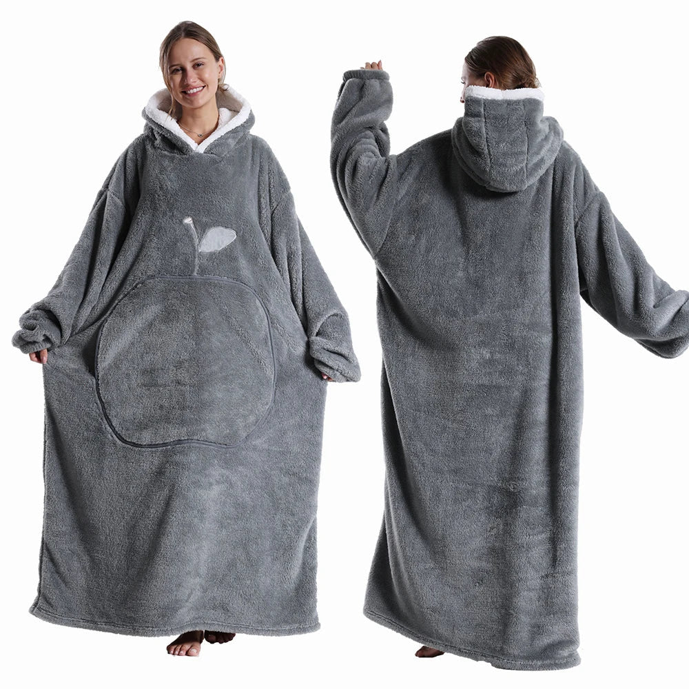 Decke Damen mit Ärmeln aus Fleece, Sherpafutter und Kapuze - Ansicht 17