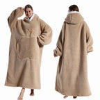 Decke Damen mit Ärmeln aus Fleece, Sherpafutter und Kapuze - Ansicht 7