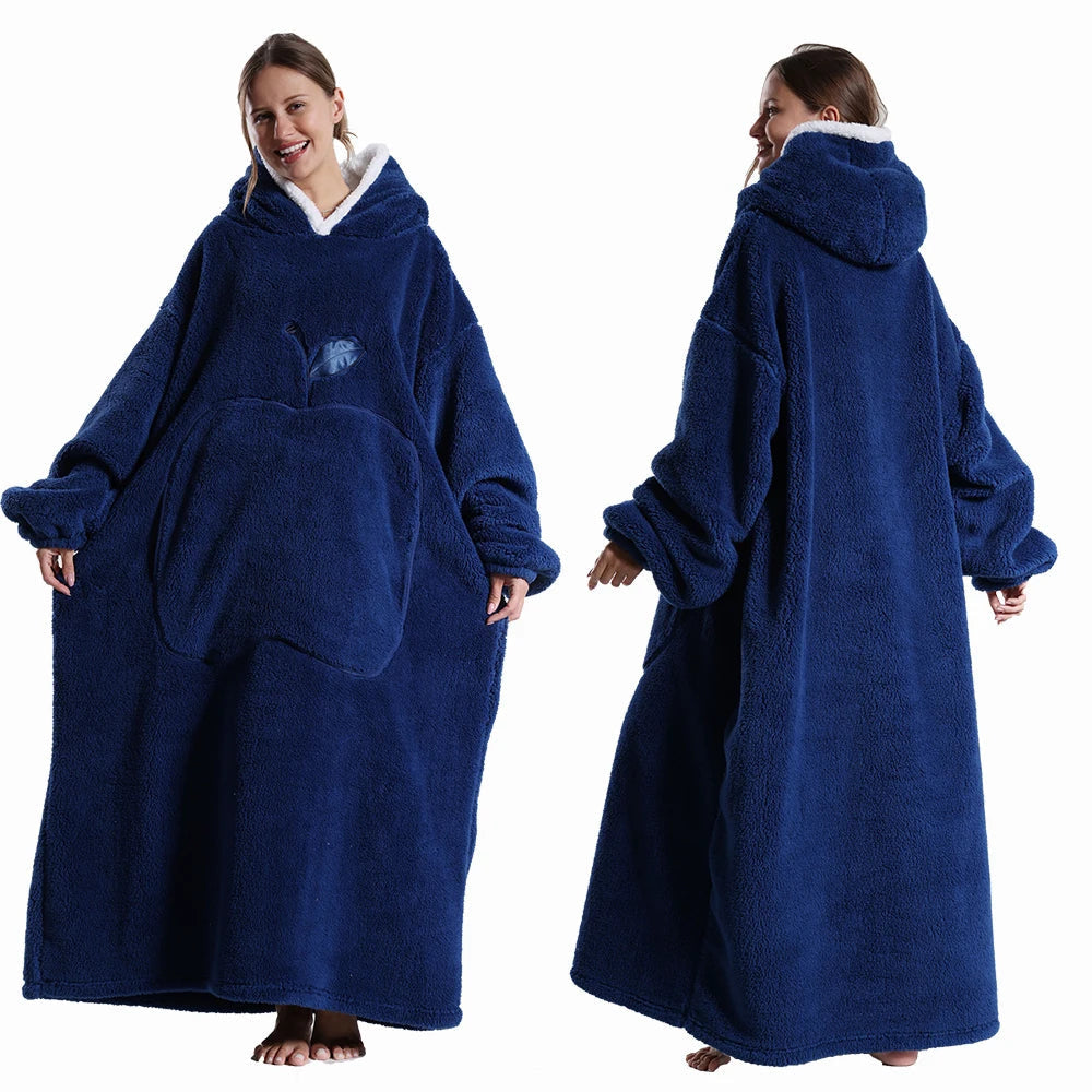 Decke Damen mit Ärmeln aus Fleece, Sherpafutter und Kapuze - Ansicht 9
