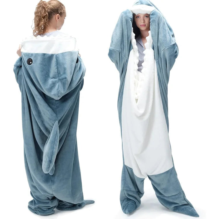 Decke mit Ärmeln aus Flanell, Haiform und lockerer Schnitt