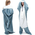 Decke mit Ärmeln aus Flanell, Haiform und lockerer Schnitt