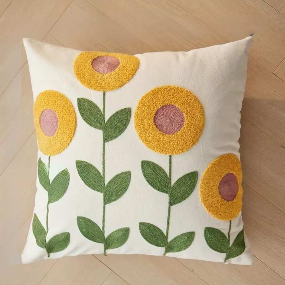 Kissenbezug aus Baumwollmischung mit Blumenmotiv, quadratisch - Ansicht 5