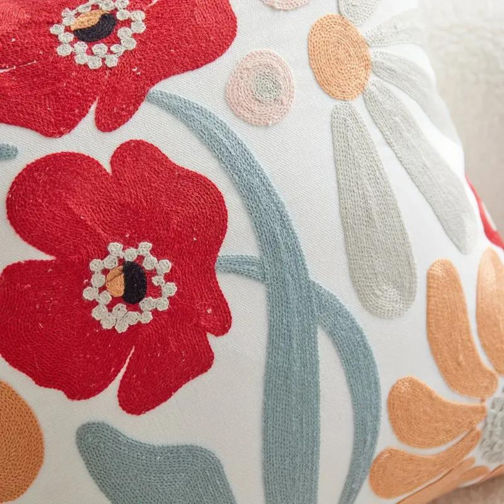 Kissenbezug aus Baumwollmischung mit Blumenmotiv, quadratisch - Ansicht 9