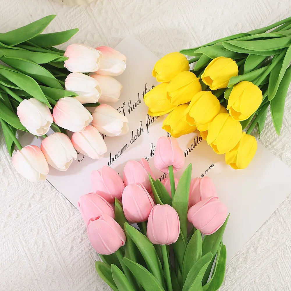 Kunstblumen Tulpen mit biegsamen Stielen und naturgetreuen Blüten