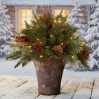 Kunstpflanze mit LED-Beleuchtung, weihnachtliches Nadelarrangement