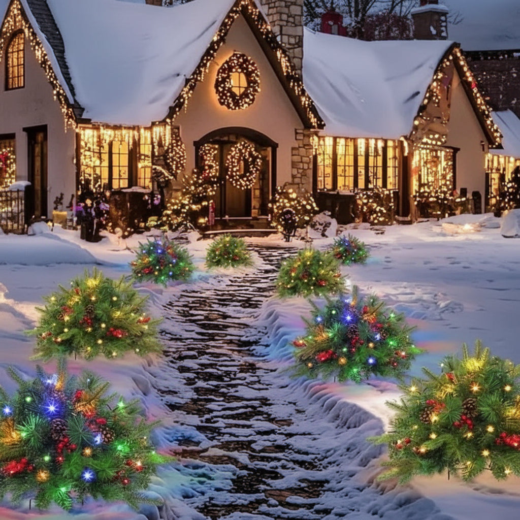 Kunstpflanze mit LED-Beleuchtung, weihnachtliches Nadelarrangement