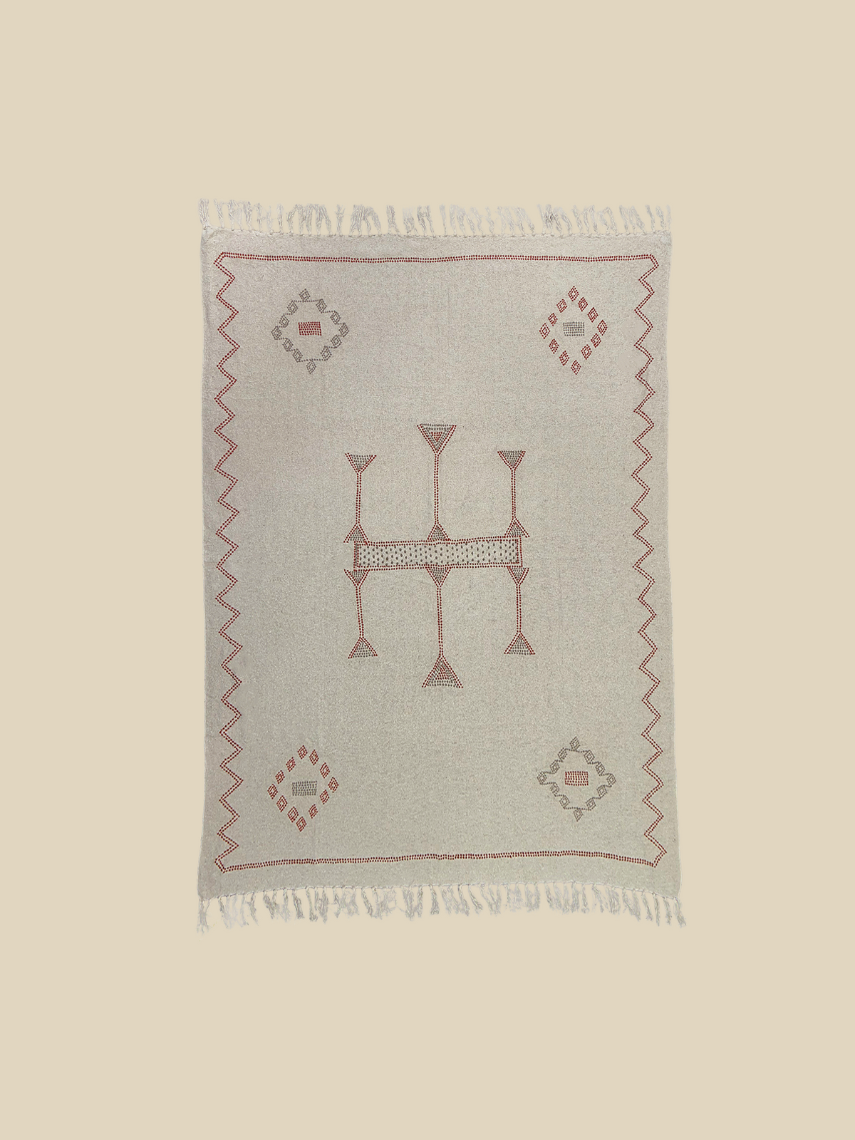 Kuscheldecke aus Baumwolle mit floraler Stickerei und Fransen - Ansicht 2