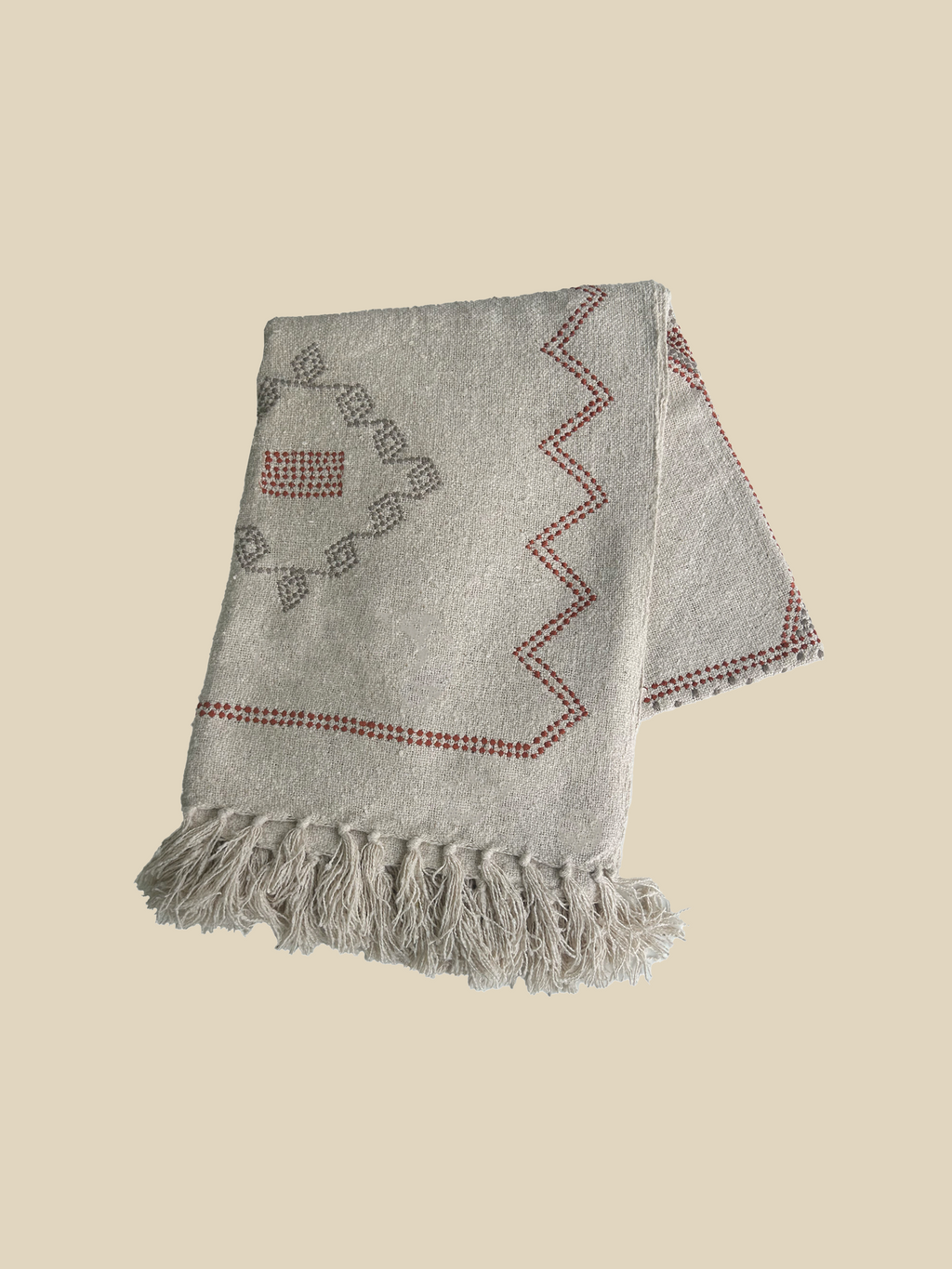 Kuscheldecke aus Baumwolle mit floraler Stickerei und Fransen - Ansicht 3