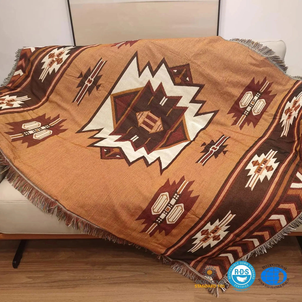 Kuscheldecke aus Baumwollmischung, wendbar mit geometrischem Muster