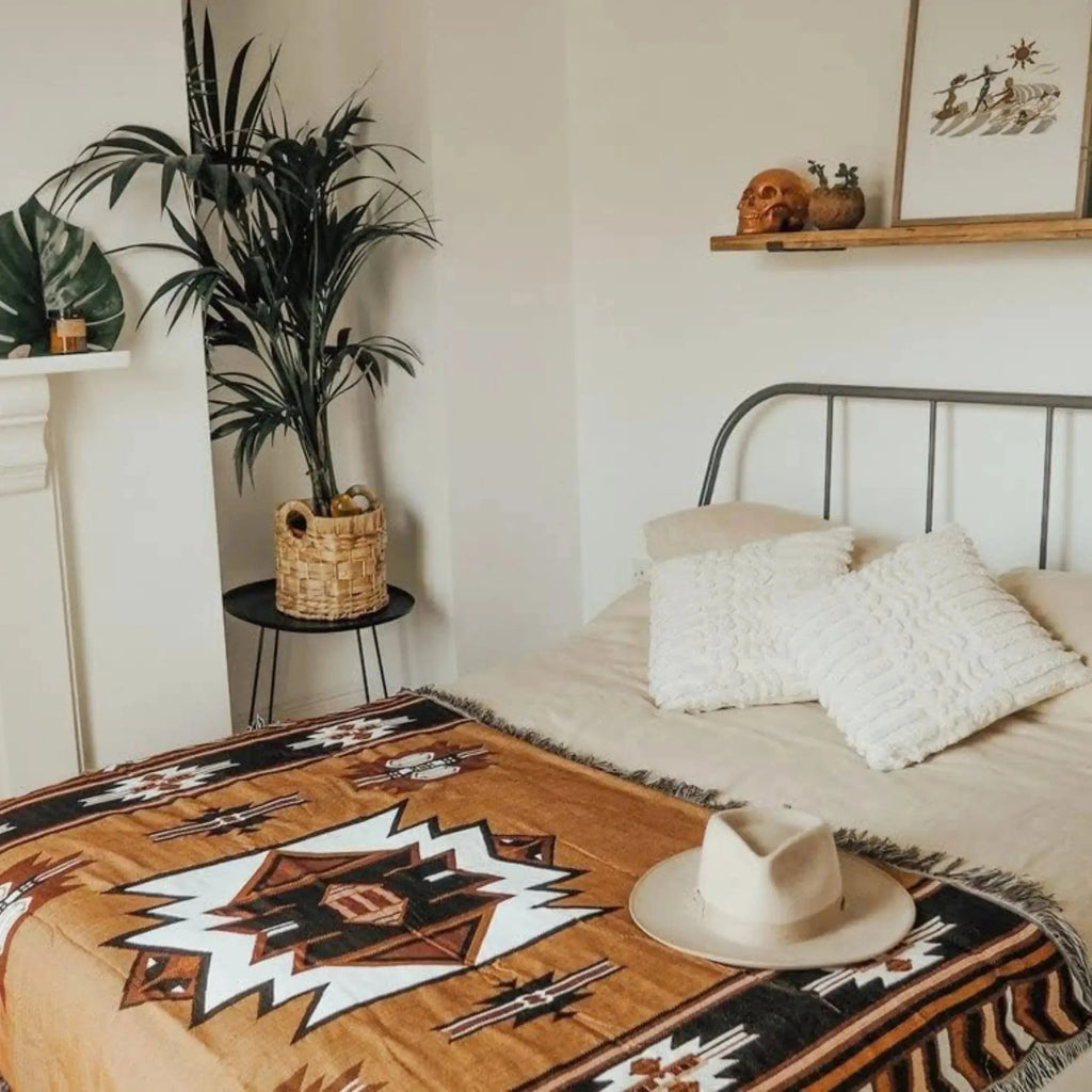 Kuscheldecke aus Baumwollmischung, wendbar mit geometrischem Muster