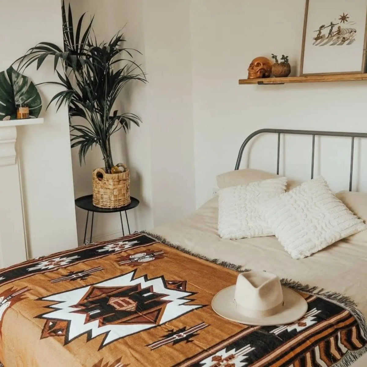 Kuscheldecke aus Baumwollmischung, wendbar mit geometrischem Muster