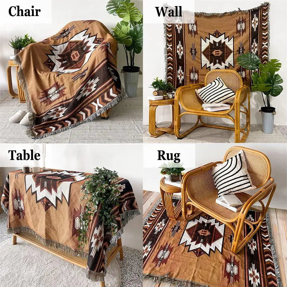 Kuscheldecke aus Baumwollmischung, wendbar mit geometrischem Muster