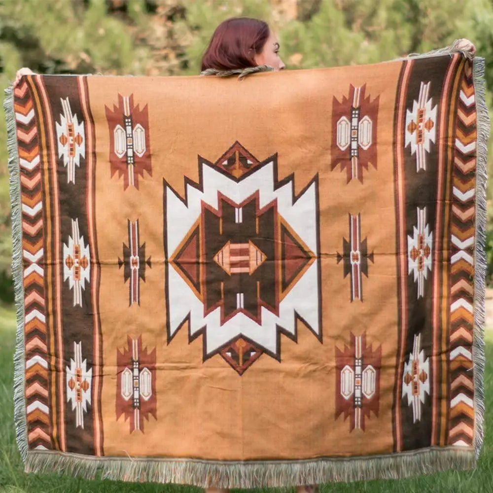 Kuscheldecke aus Baumwollmischung, wendbar mit geometrischem Muster