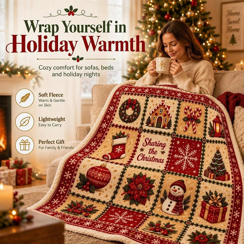 Kuscheldecke aus Flanell-Fleece mit Weihnachtsmotiven, weich und leicht