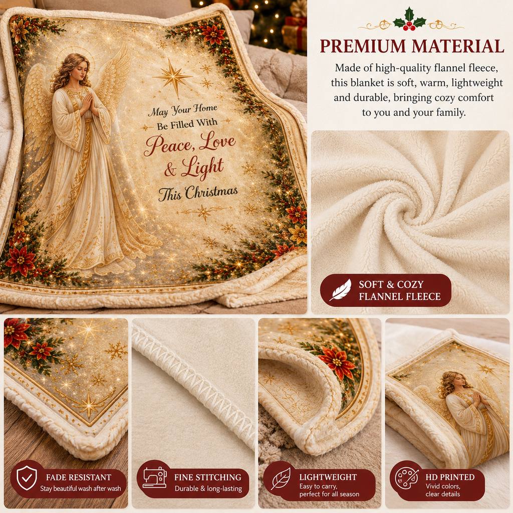 Kuscheldecke aus Flanell-Fleece mit Weihnachtsmotiven, weich und leicht - Ansicht 5