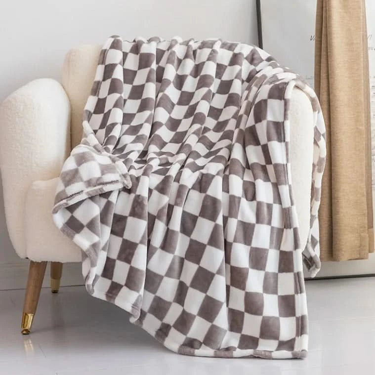 Kuscheldecke aus Flanell-Fleece, weich und warm mit Karomuster
